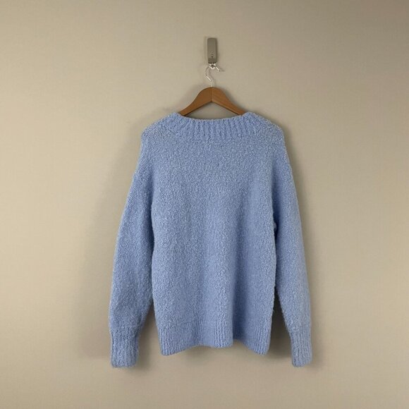Aerie Teddy Boucle Oversized Knit Sweater in Ocean Sky Size Medium - Picture 2 of 6